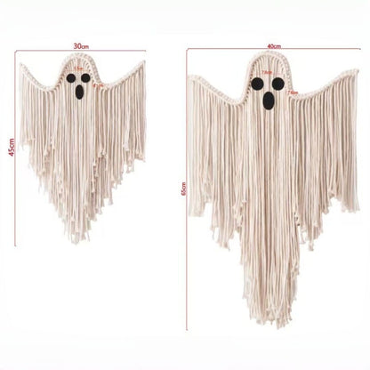 👻Handcrafted Woven Halloween Ghost Wall Decor - Cute Boho Hanging Ghost Decoration for Front Door, Porch & Indoor Home🎃