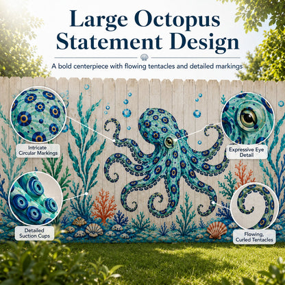 🐙 Reusable Ocean Octopus Mural Stencil Set | Bring Plain Walls & Fences to Life with a Bold Underwater Scene 🌊🎨✨