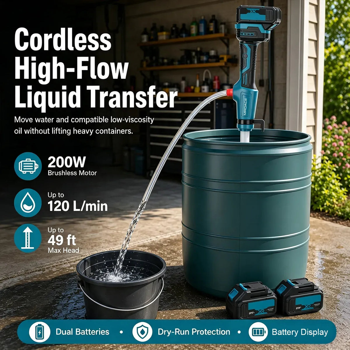 Mroace Cordless Portable Water Transfer Pump