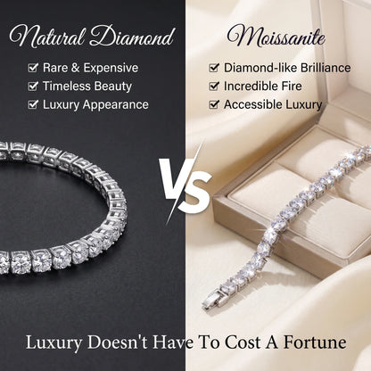 Classic 4mm D-Color Moissanite Tennis Bracelet – 14K Gold Plated with Double Safety Clasp-Last Day Sale-90% OFF🔥