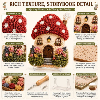 🏡 Whimsical Village 3D Fabric Poke Art Kit