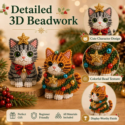 🐱✨ Create Your Own 3D Beaded Christmas Cats | Beginner-Friendly DIY Kit🎁Buy 2 | FREE Shipping
