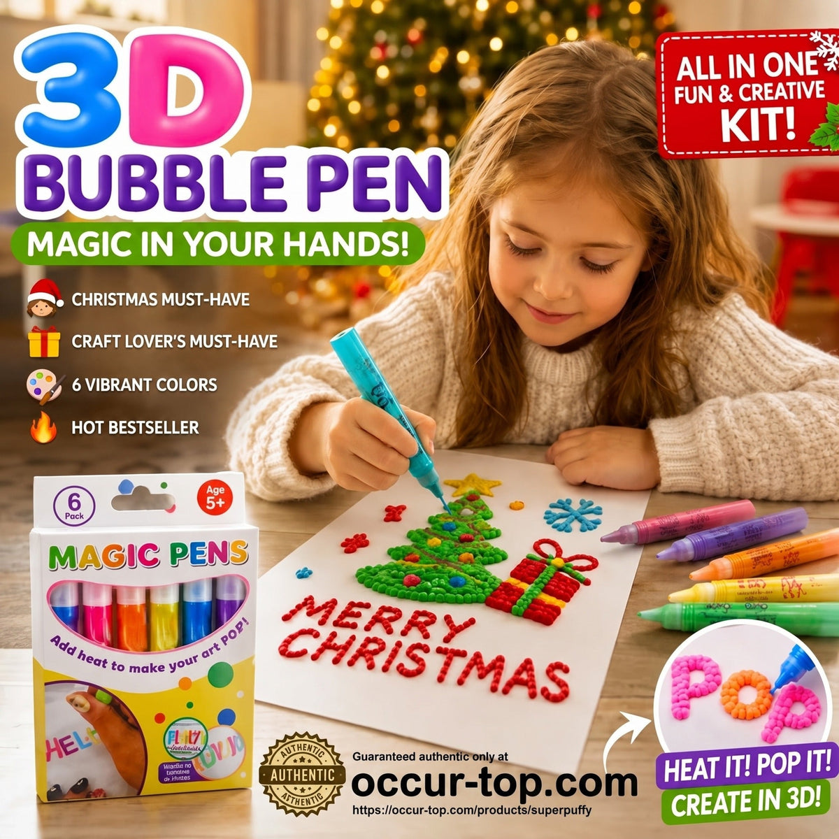 💥LAST DAY BUY 1 GET 1 FREE!!🎁🔮Magic Pen – Draw 3D with one stroke!🎄DIY Bubble Magic Drawing Pens