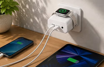 3-in-1 USB-C Charger Block with Built-in Apple Watch Charger