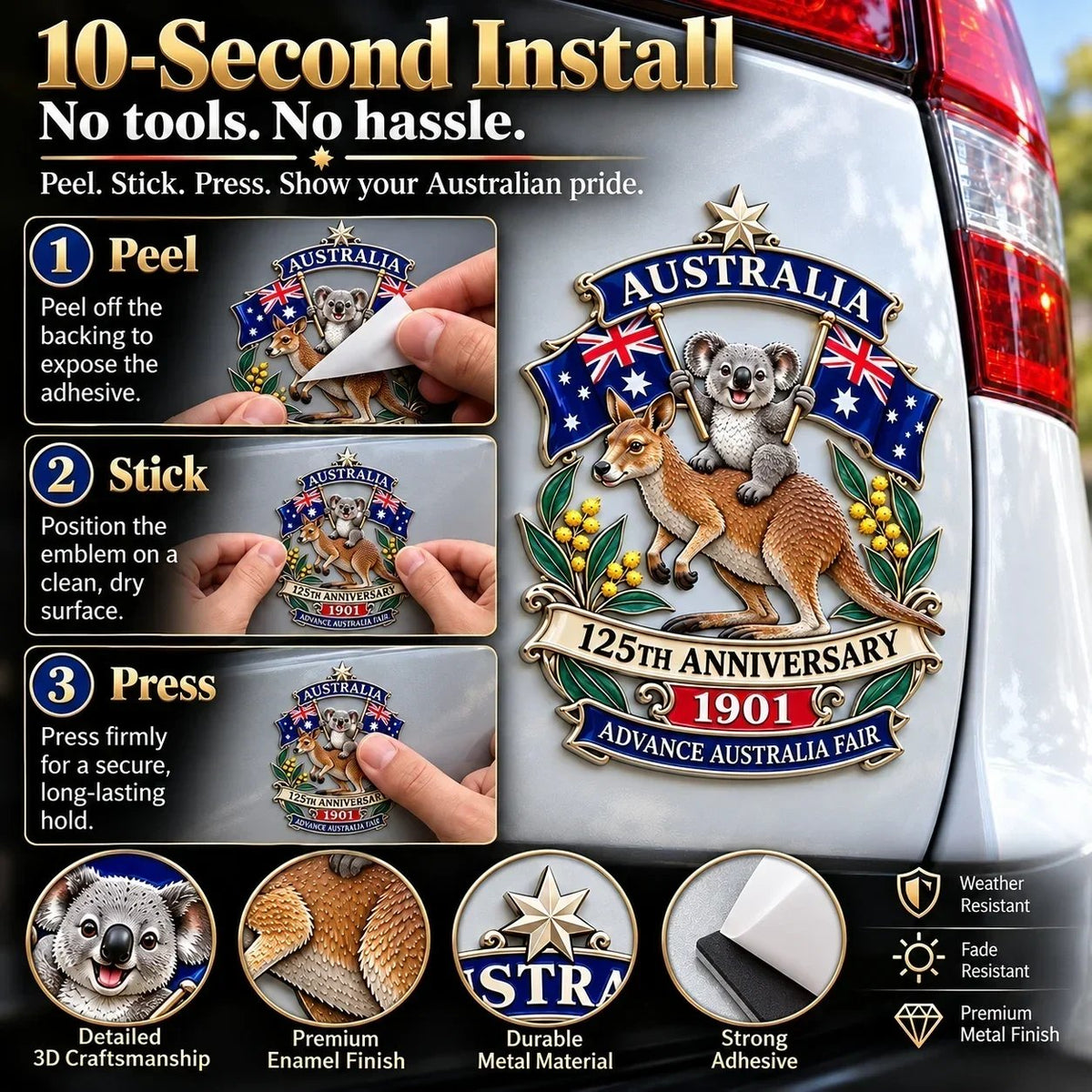 Australia 125th Anniversary Commemorative Metal Car Emblem