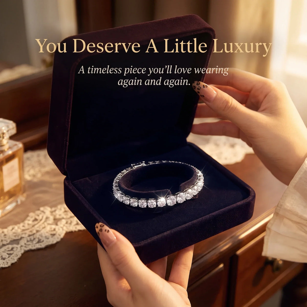 Classic 4mm D-Color Moissanite Tennis Bracelet – 14K Gold Plated with Double Safety Clasp-Last Day Sale-90% OFF🔥