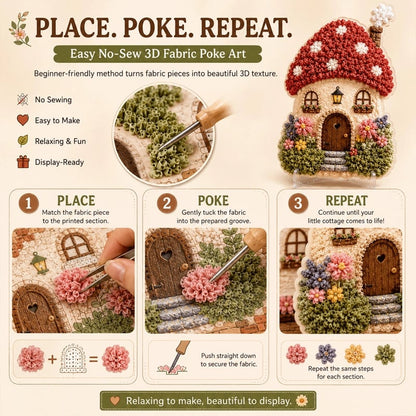 🏡 Whimsical Village 3D Fabric Poke Art Kit