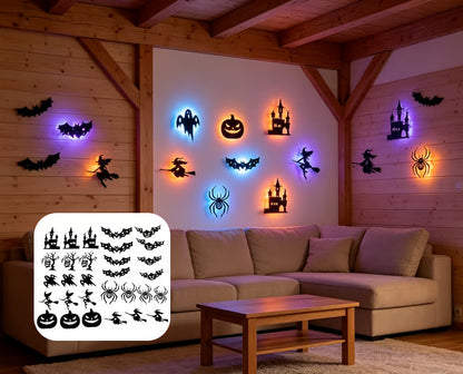 Halloween LED Silhouette Wall Lights&(8-Piece Set)