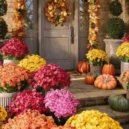 💥Last Day 70% OFF🌼Welcome autumn- Artificial Outdoor Sunset Mums Flowers - UV resistant, Waterproof, Windproof