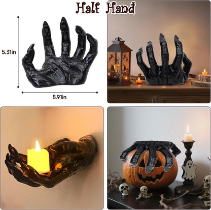 Halloween Decorations, Pack of 3 Wall Mounted Creepy Reaching Hands with Lighted Candles