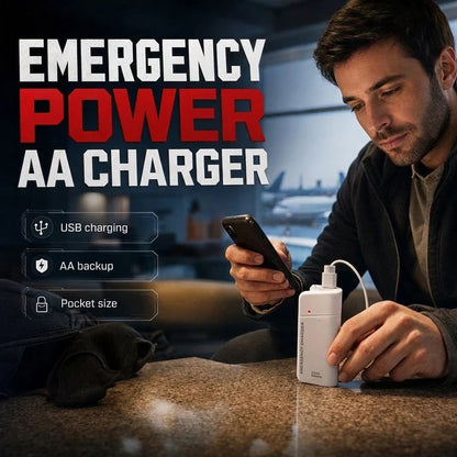 Portable Emergency Phone Charger AA Battery Powered Power Bank with LED Flashlight