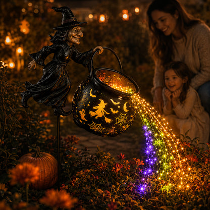 Halloween Witch Cauldron Rainbow Light Garden Decoration