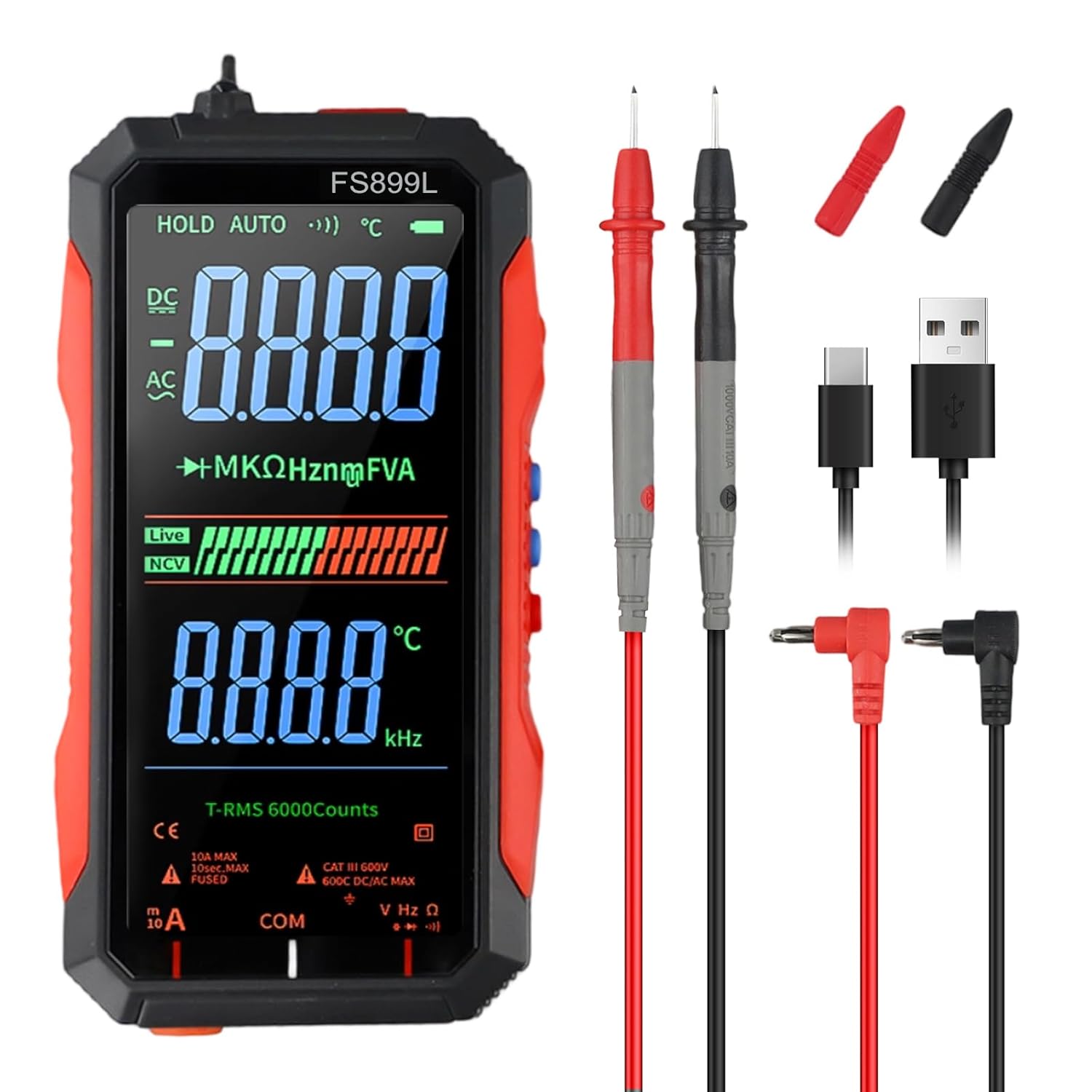 🔥🛠️Digital Multimeter with Color Screen, USB C Rechargeable Electrical Testing