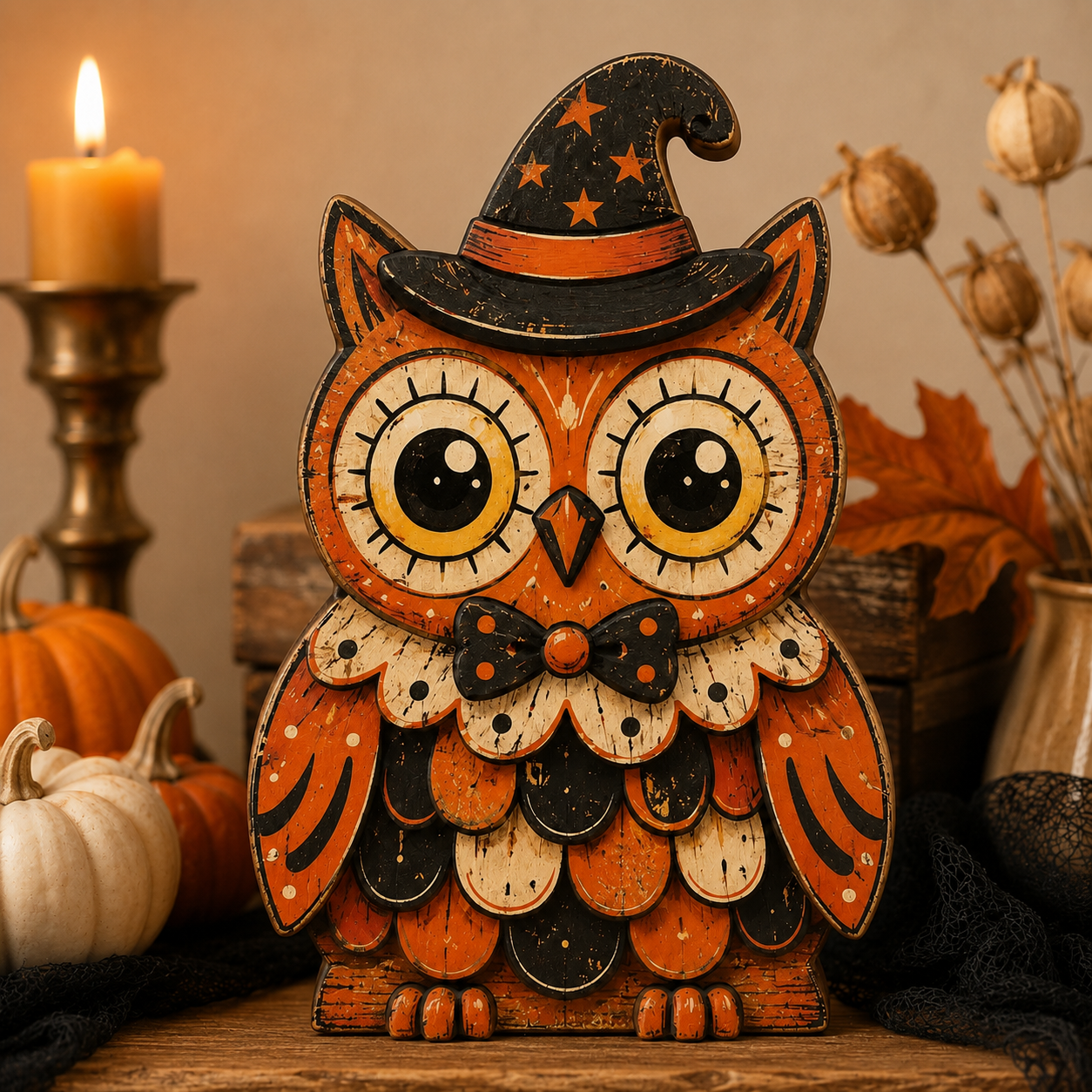 👻🔥Vintage Halloween Wooden Character Tabletop Deco