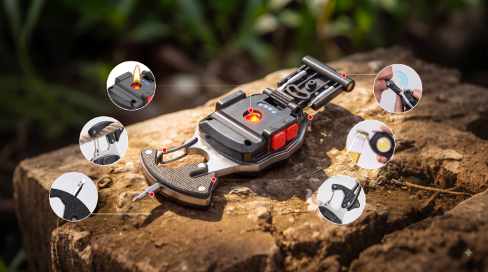 💡8‑in‑1 Multifunctional Keychain Flashlight🔦🌈