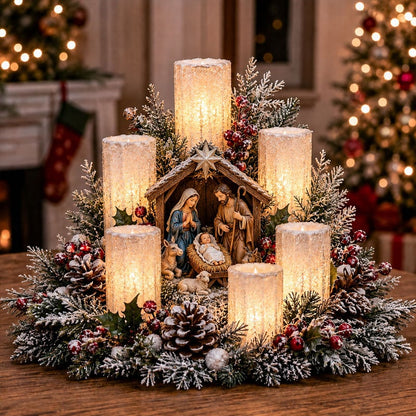 🎄✨ Christmas Glowing Centerpiece with Flameless Candle 🕯️
