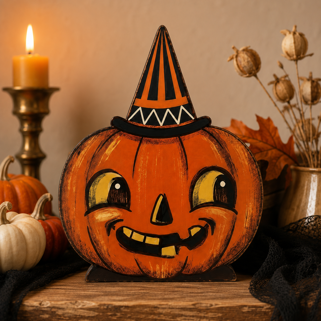 👻🔥Vintage Halloween Wooden Character Tabletop Deco