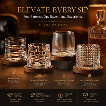 🍷Rotating Whiskey Glass with Wooden Base