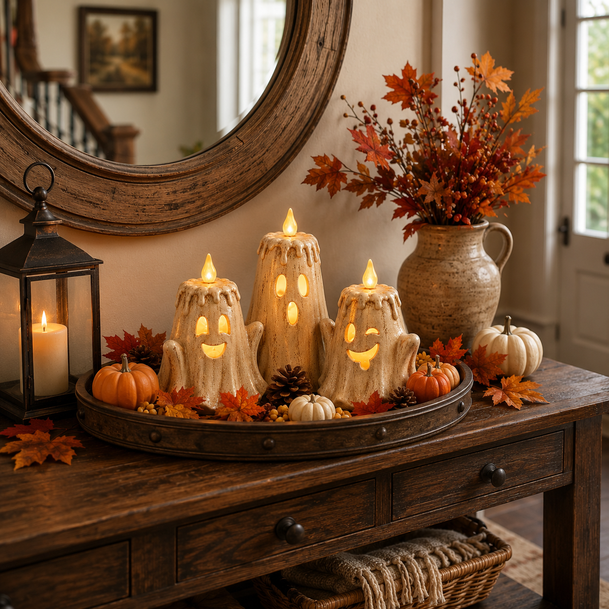 3-Piece Halloween Ghost Flameless Candle👻 Set with Remote Timer🏠