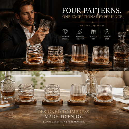 🍷Rotating Whiskey Glass with Wooden Base