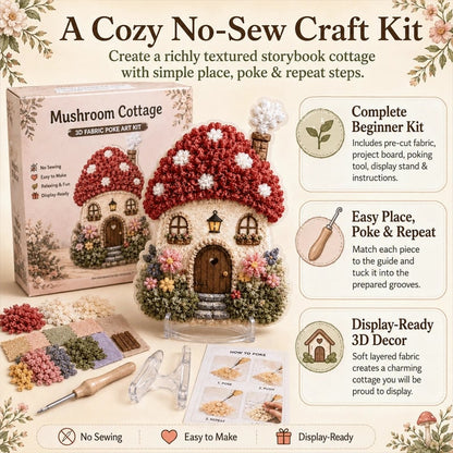 🏡 Whimsical Village 3D Fabric Poke Art Kit