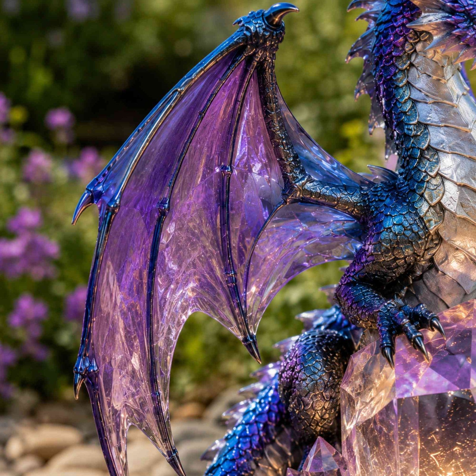 Close-up of the translucent purple dragon wing