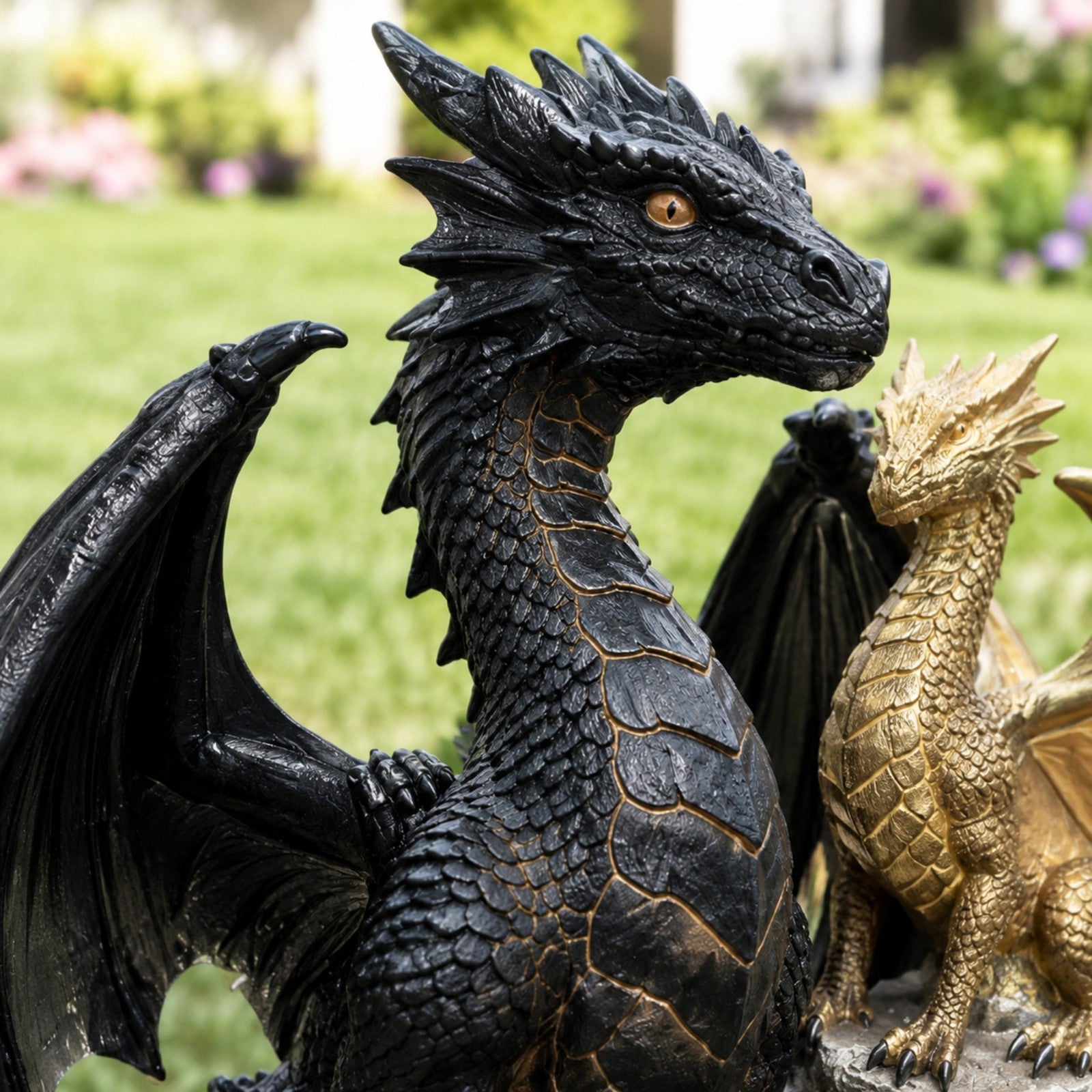 Close-up of the Mystic Black Dragon head and sculpted texture