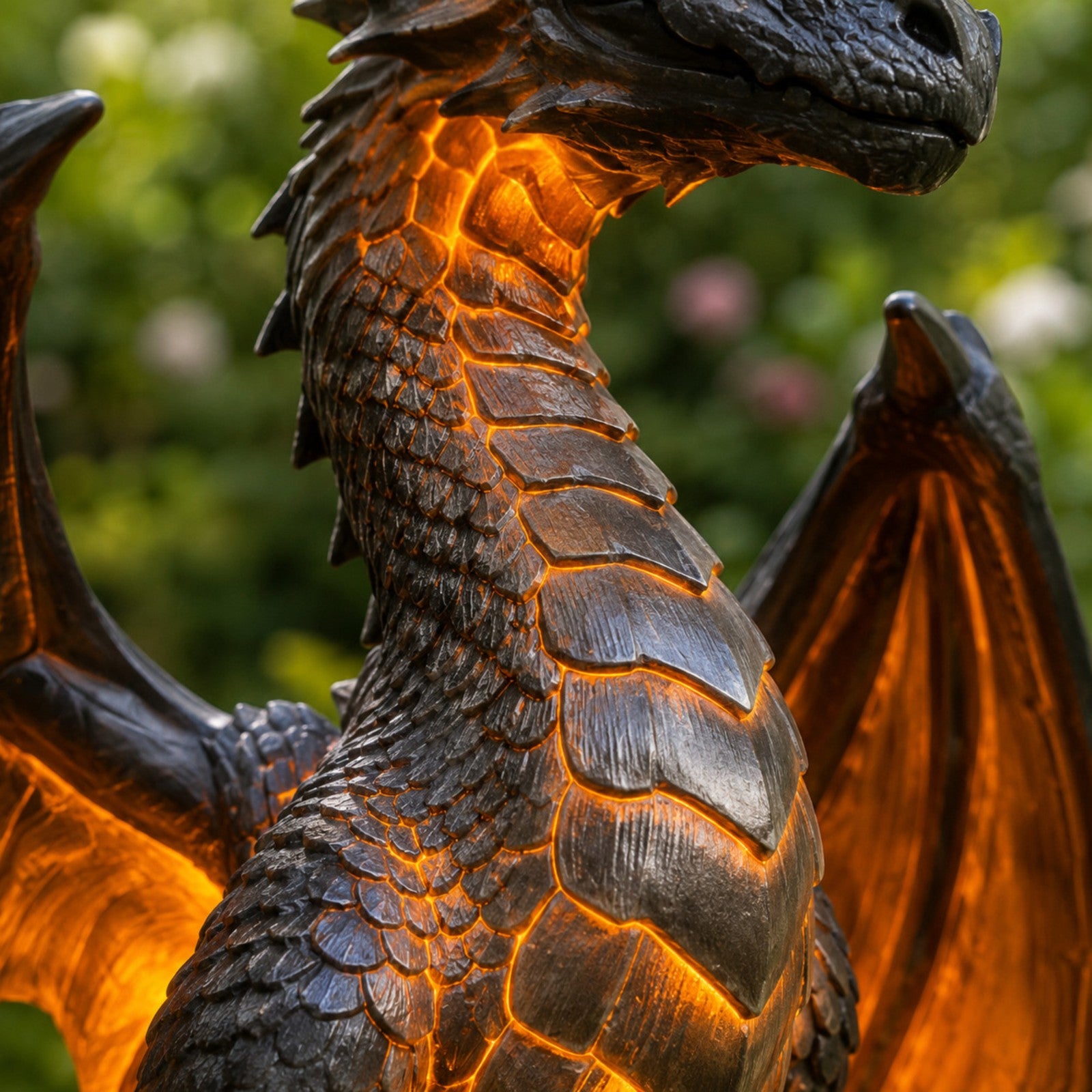 Close-up of the Mystic Black Dragon illuminated scale details