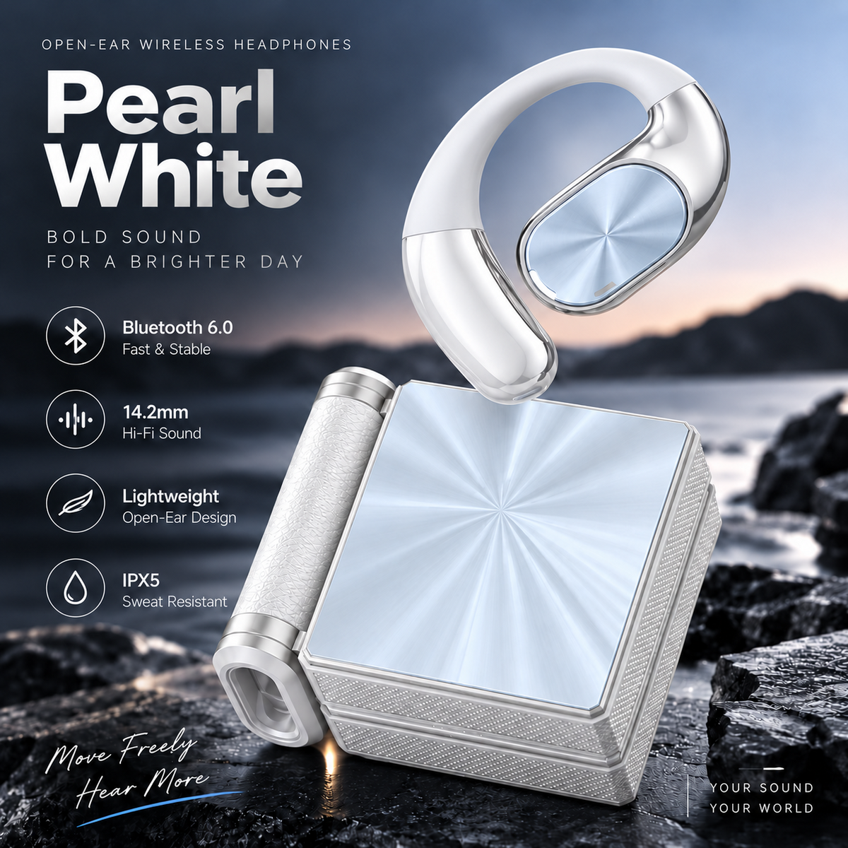 🎧 Open-Ear Wireless Ear-Hook Headphones with Bluetooth 6.0 & Hi-Fi Sound ⚡🎶