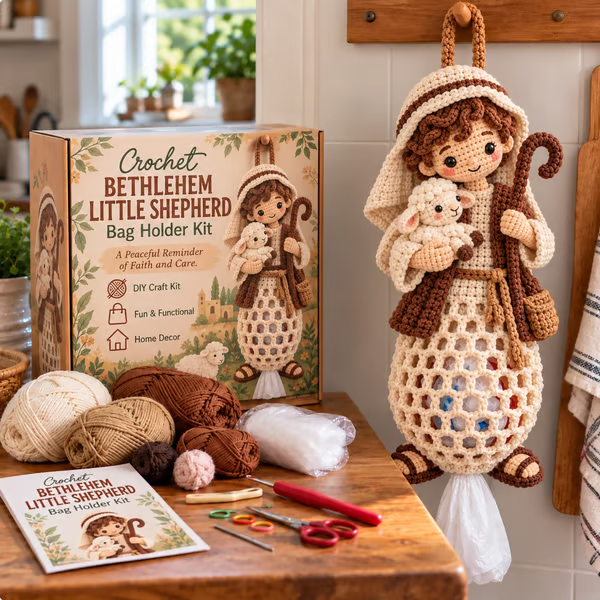 Crochet Animal Bag Holder DIY Kit – Cute & Functional Hanging Storage Craft Kit