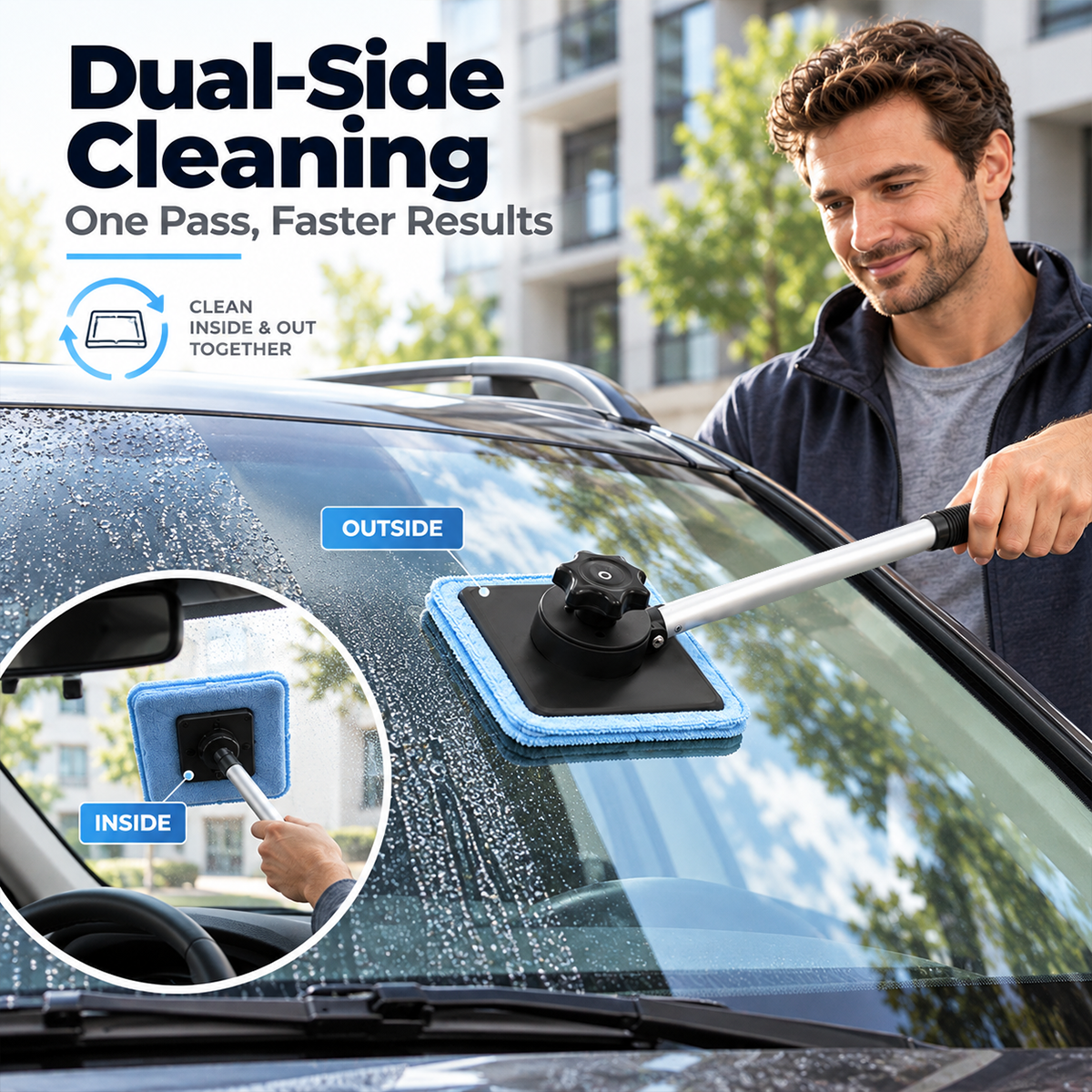 🚗✨ Dual-Sided Magnetic Windshield Cleaner – Clean Both Sides at Once