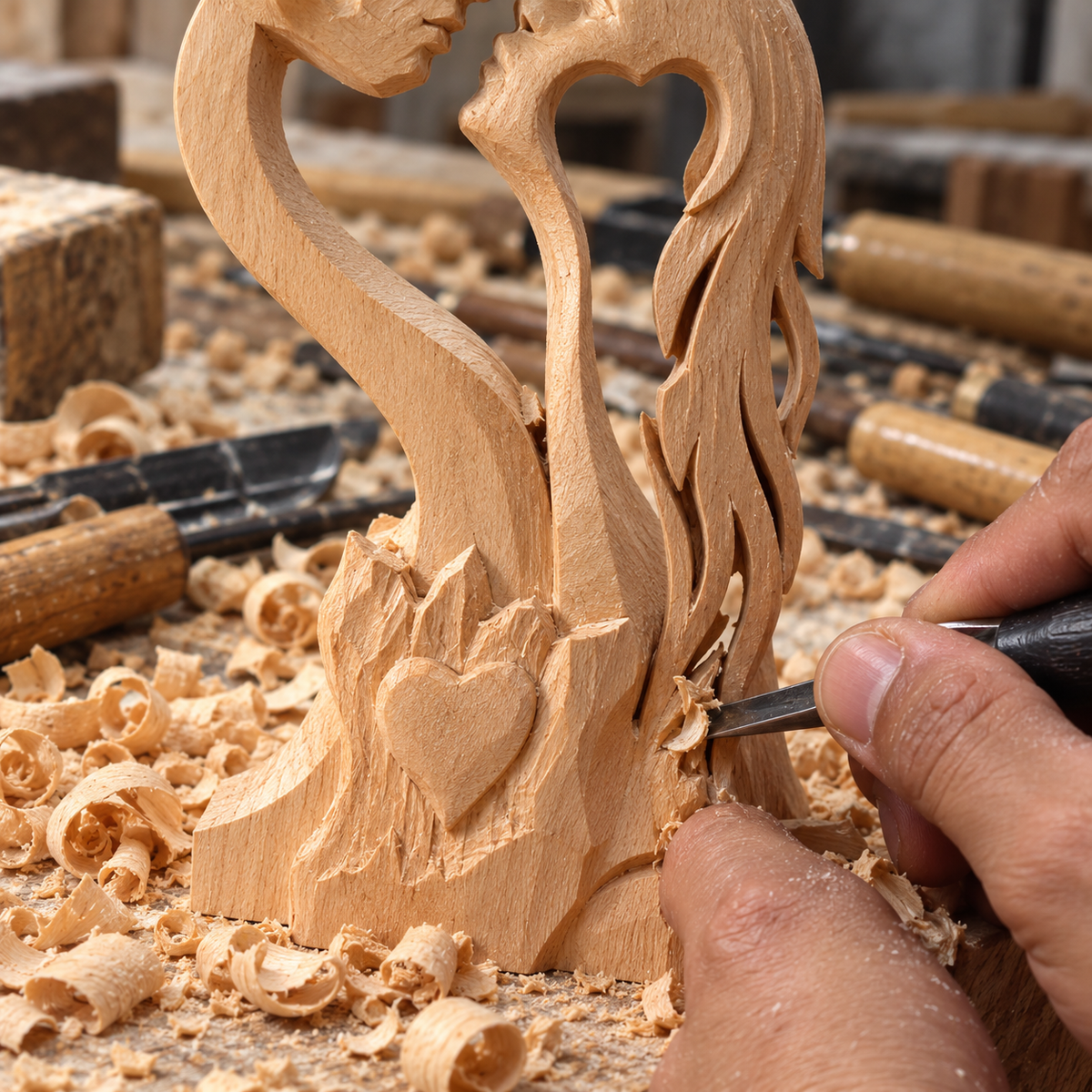 ❤️ Hand-Carved Christian Love Sculpture – A Timeless Symbol of Faith & Love, Perfect for Weddings & Anniversaries