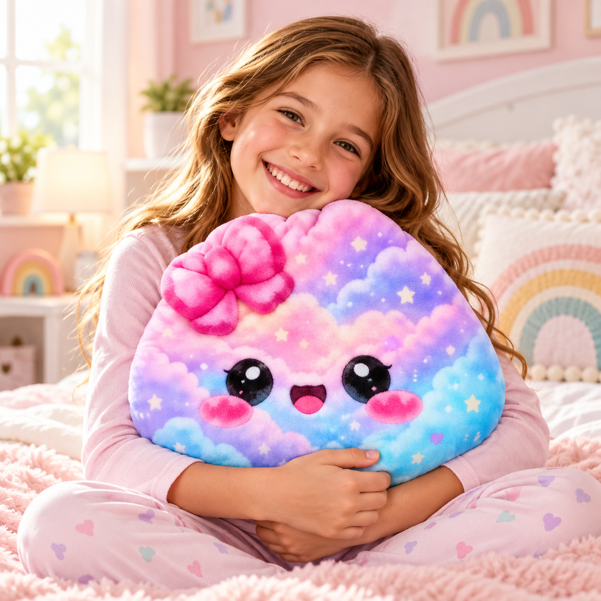 🌈 Limited-Time Sale | Rainbow Galaxy Dumpling Cuddle Pillow – Soft 40 × 40CM Plush Gift