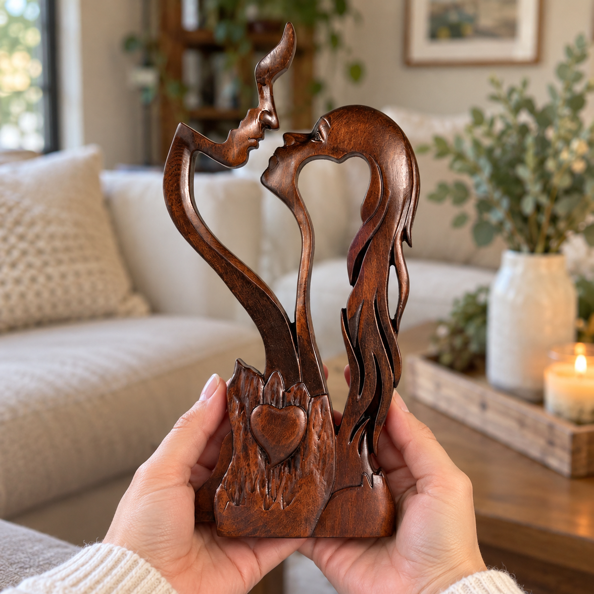 ❤️ Hand-Carved Christian Love Sculpture – A Timeless Symbol of Faith & Love, Perfect for Weddings & Anniversaries