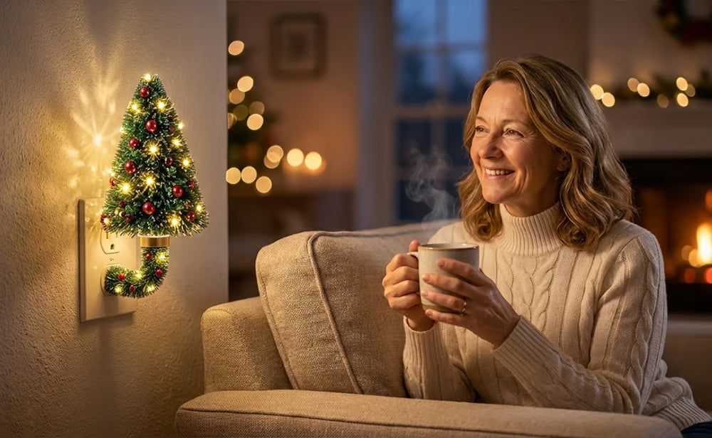 EverGlow Cozy Christmas Tree Lamp - Cordless Warm LED Miniature Tree Decor