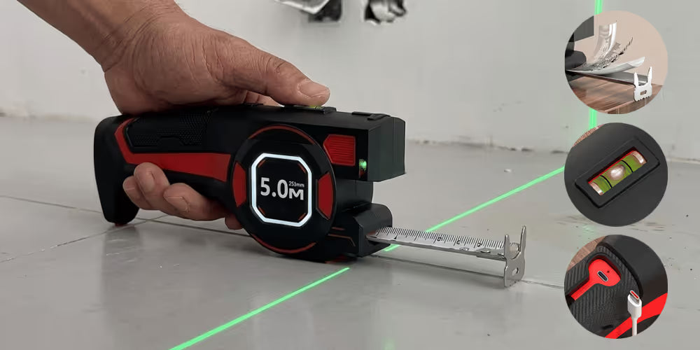 Laser Tape Measure With Digital Level