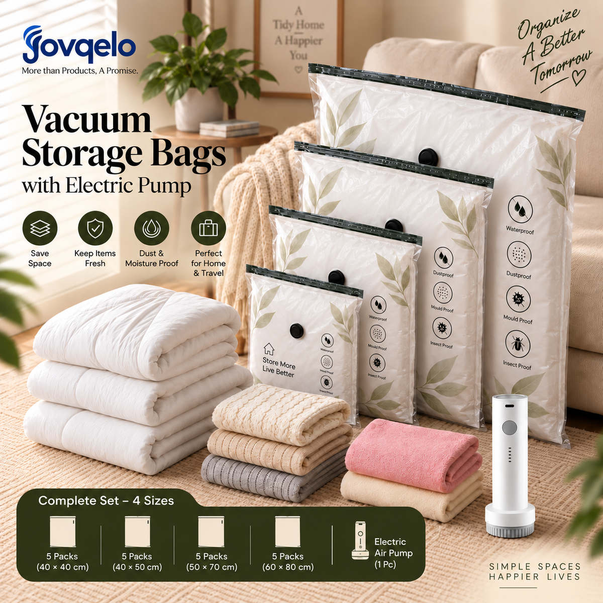 15 Vacuum Storage Bags with Air Pump