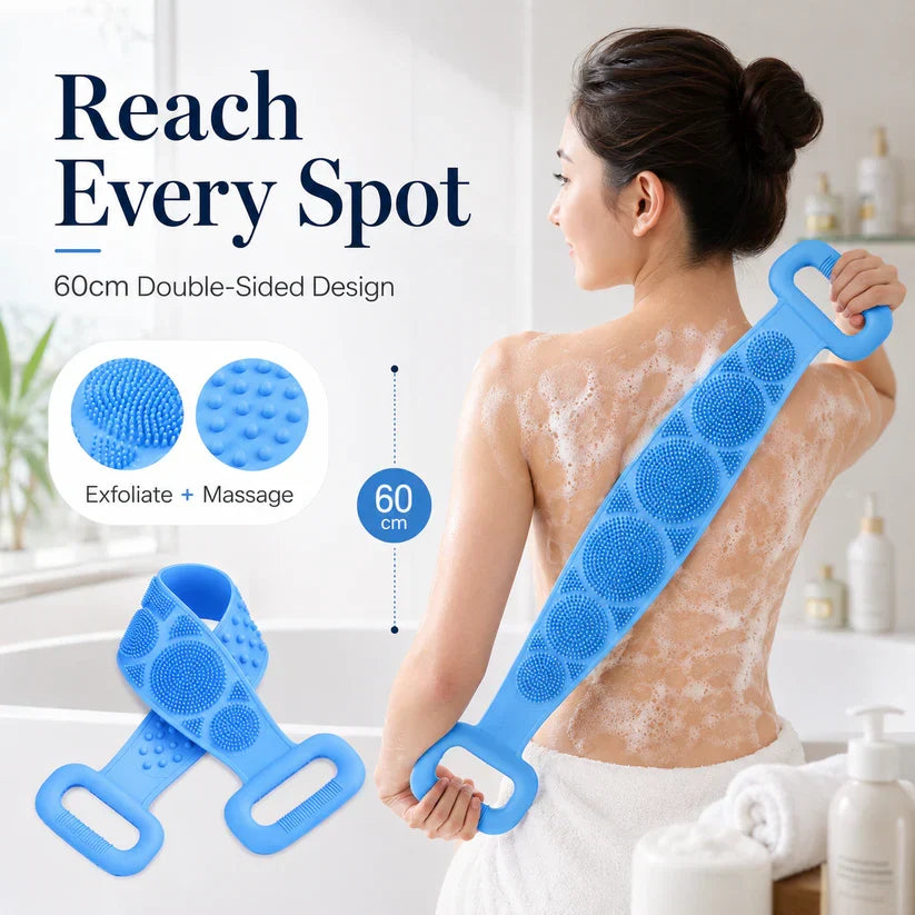 🛁 Limited-Time 49% OFF 💦 Silicone Bath Brush Double-Sided Exfoliating Back Scrubber