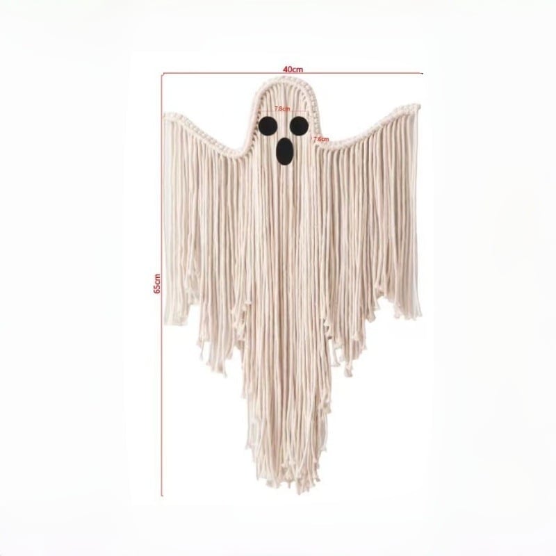👻Handcrafted Woven Halloween Ghost Wall Decor - Cute Boho Hanging Ghost Decoration for Front Door, Porch & Indoor Home🎃