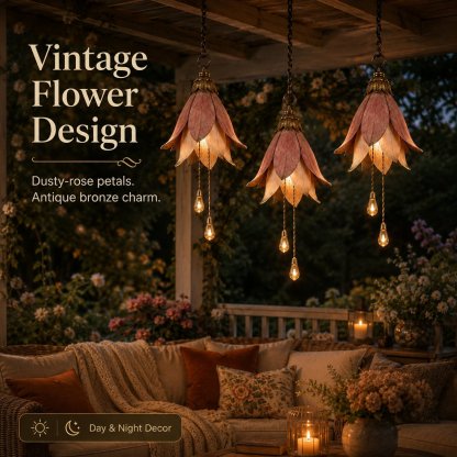 🌸✨Vintage Flower Hanging Lights – Daytime Sculpture, Nighttime Magic