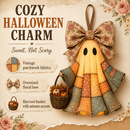 Lighted Vintage Patchwork Ghost Door Hanger