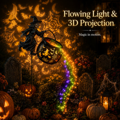 Halloween Witch Cauldron Rainbow Light Garden Decoration