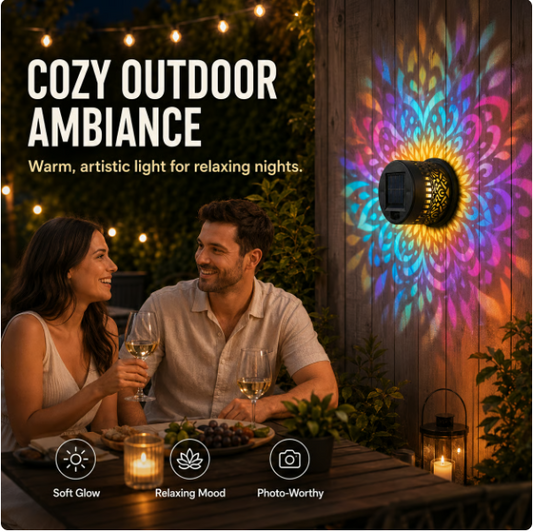 65K+ SOLD!✨Solar Mandala Wall Light | Outdoor Garden Fence Projector Lamp 🪐🌌