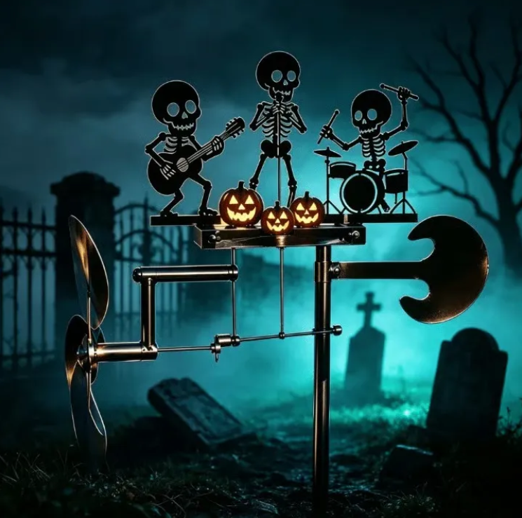 ⚡️🔥50% Off Last Day⚡️Halloween Skeleton Metal Drummer Kinetic Wind Spinner