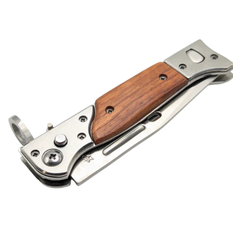 🔩 Vintage CCCP-Inspired Folding Utility Knife – 440C Steel Blade & Wood Handle 🪵