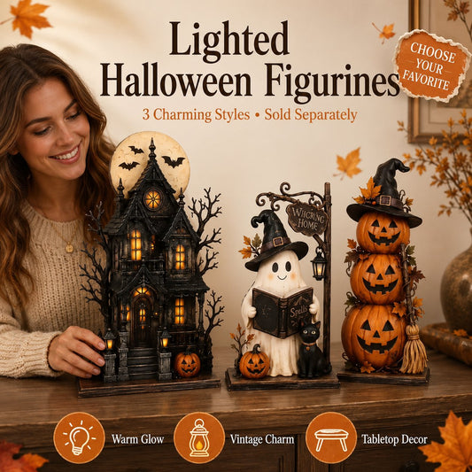 🔥Last Day 49% OFF - 🧙🖤Lighted Halloween Haunted House & Character Figurine Collection