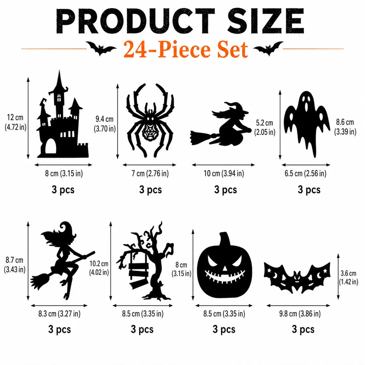 Halloween LED Silhouette Wall Light Stickers, Battery Powered Peel & Stick Decor Lights🎃