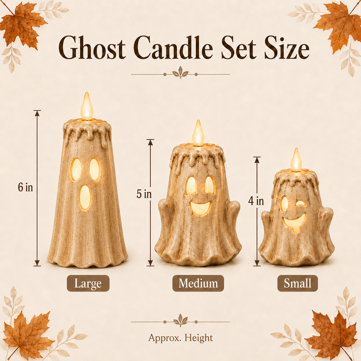 3-Piece Halloween Ghost Flameless Candle👻 Set with Remote Timer🏠