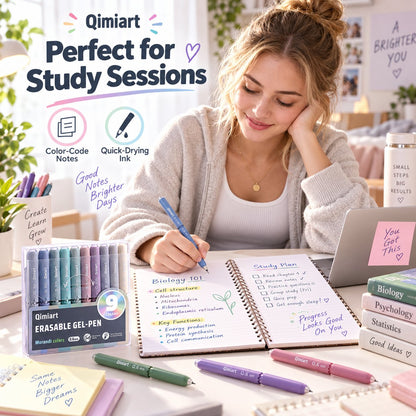 ✍️ 9-Color Erasable Gel Pen Set — 0.6mm Quick-Dry Twist Pens 🎨