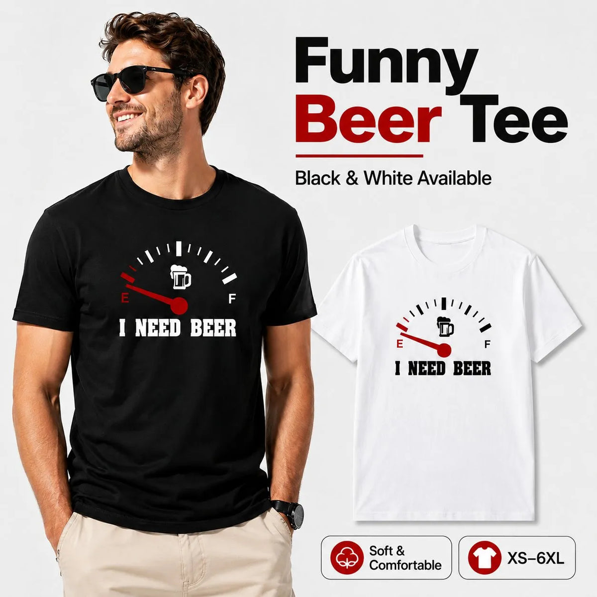 Lustiges Herren-T-Shirt: „I Need Beer“ – für Bierliebhaber